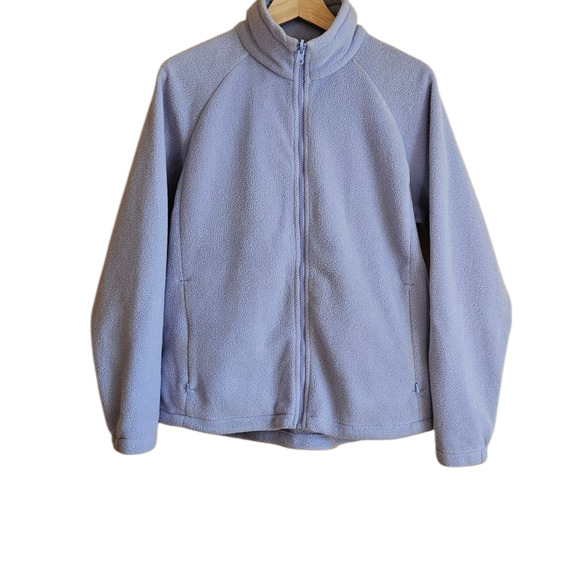 Columbia Full Zip Fleece Jacket Zippered Pockets Light Purple Women's Large - Picture 1 of 8